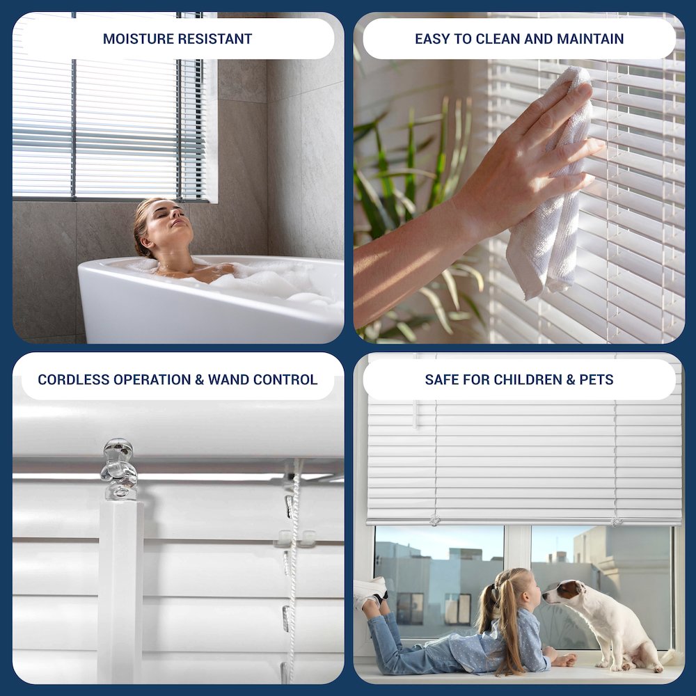 Cordless Mini Blinds, Light Filtering Vinyl Horizontal Window Blinds, 27”Wx48”H. Picture 6