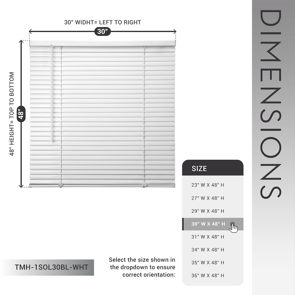 Cordless Mini Blinds, Light Filtering Vinyl Horizontal Window Blinds, 30”Wx48”H. Picture 12