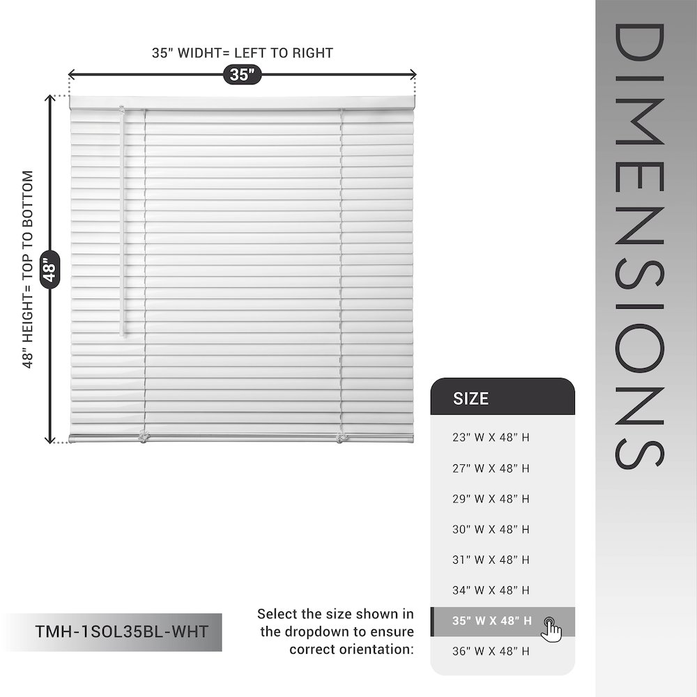 Cordless Mini Blinds, Light Filtering Vinyl Horizontal Window Blinds, 35”Wx48”H. Picture 9