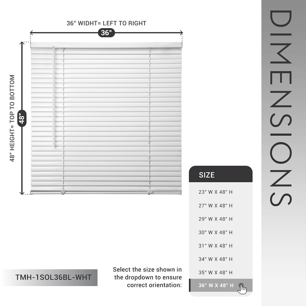 Cordless Mini Blinds, Light Filtering Vinyl Horizontal Window Blinds, 36”Wx48”H. Picture 11