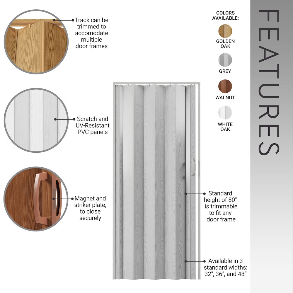 48 W PVC Foldable Accordion Doors or Privacy Room Divider for Internal Use. Picture 5