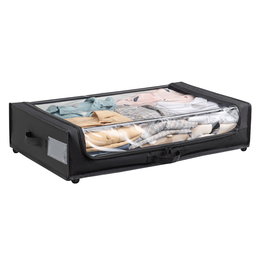 Set of 2 Under-Bed Rolling Storage Container with Transparent Cover. Picture 1