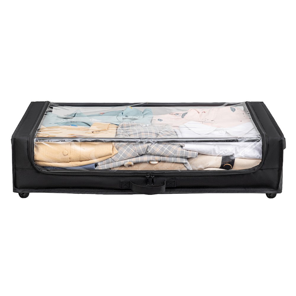 Set of 2 Under-Bed Rolling Storage Container with Transparent Cover. Picture 2