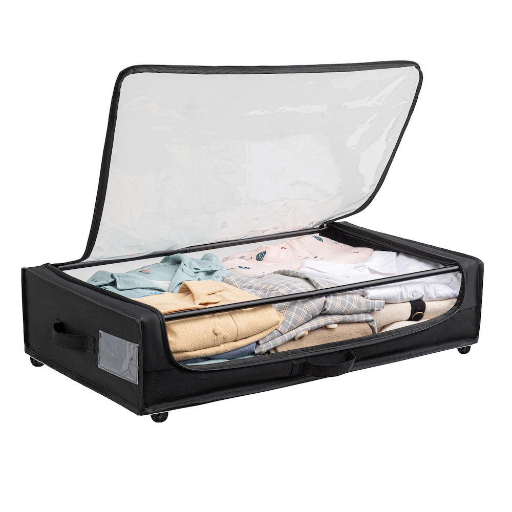 Set of 2 Under-Bed Rolling Storage Container with Transparent Cover. Picture 3