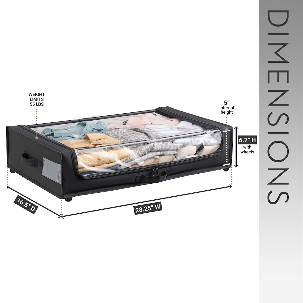 Set of 2 Under-Bed Rolling Storage Container with Transparent Cover. Picture 10