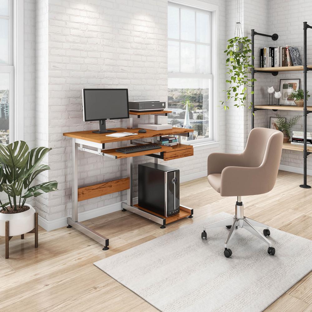 Complete Computer Workstation Desk. Color: Woodgrain. Picture 9