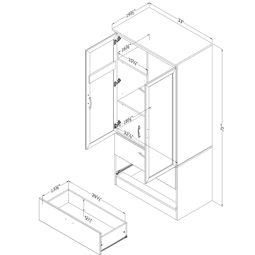 South Shore Acapella Wardrobe Armoire, Pure White. Picture 3