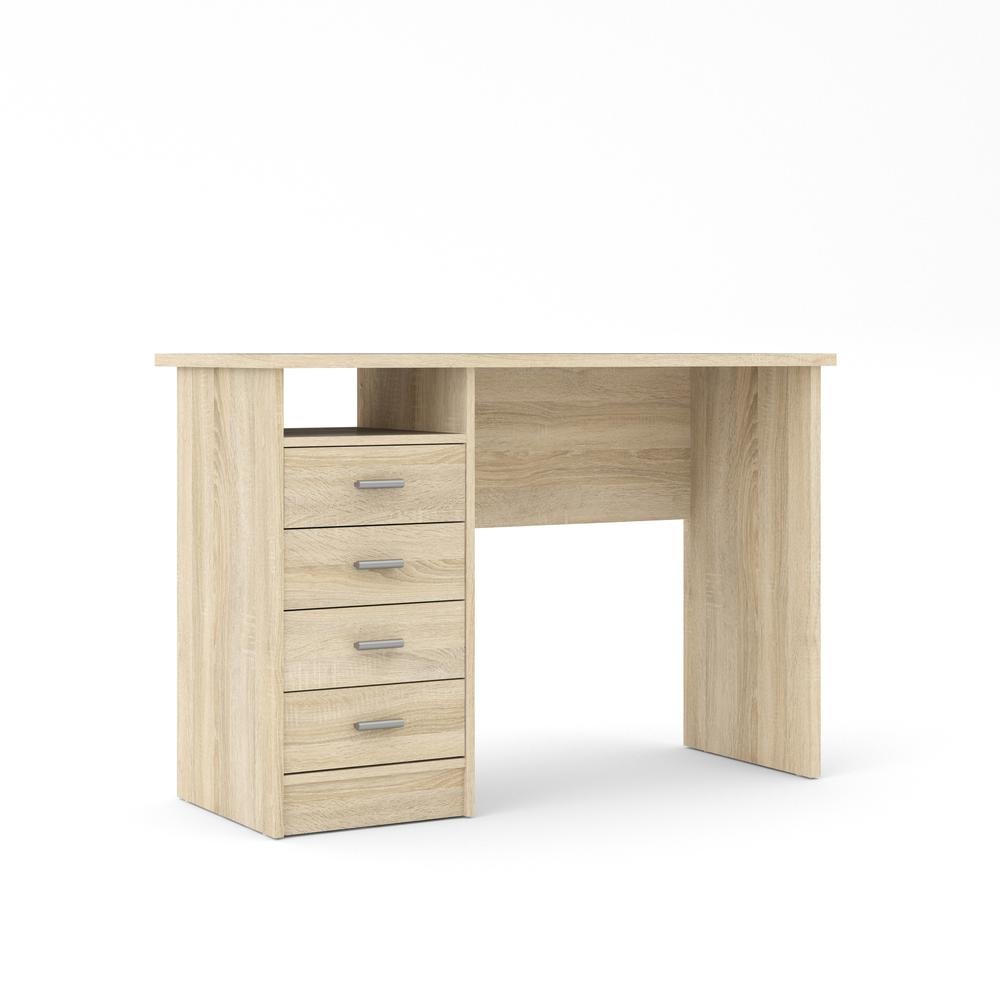 Brown Desk with Drawers - Compact Student Desk for Bedroom and Office Use. Picture 3