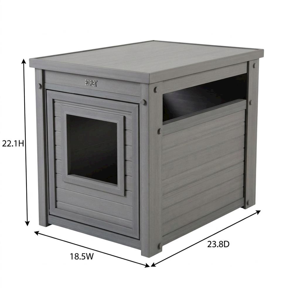 Grey ECOFLEX® Litter Box Cover End Table with Door Access. Picture 7