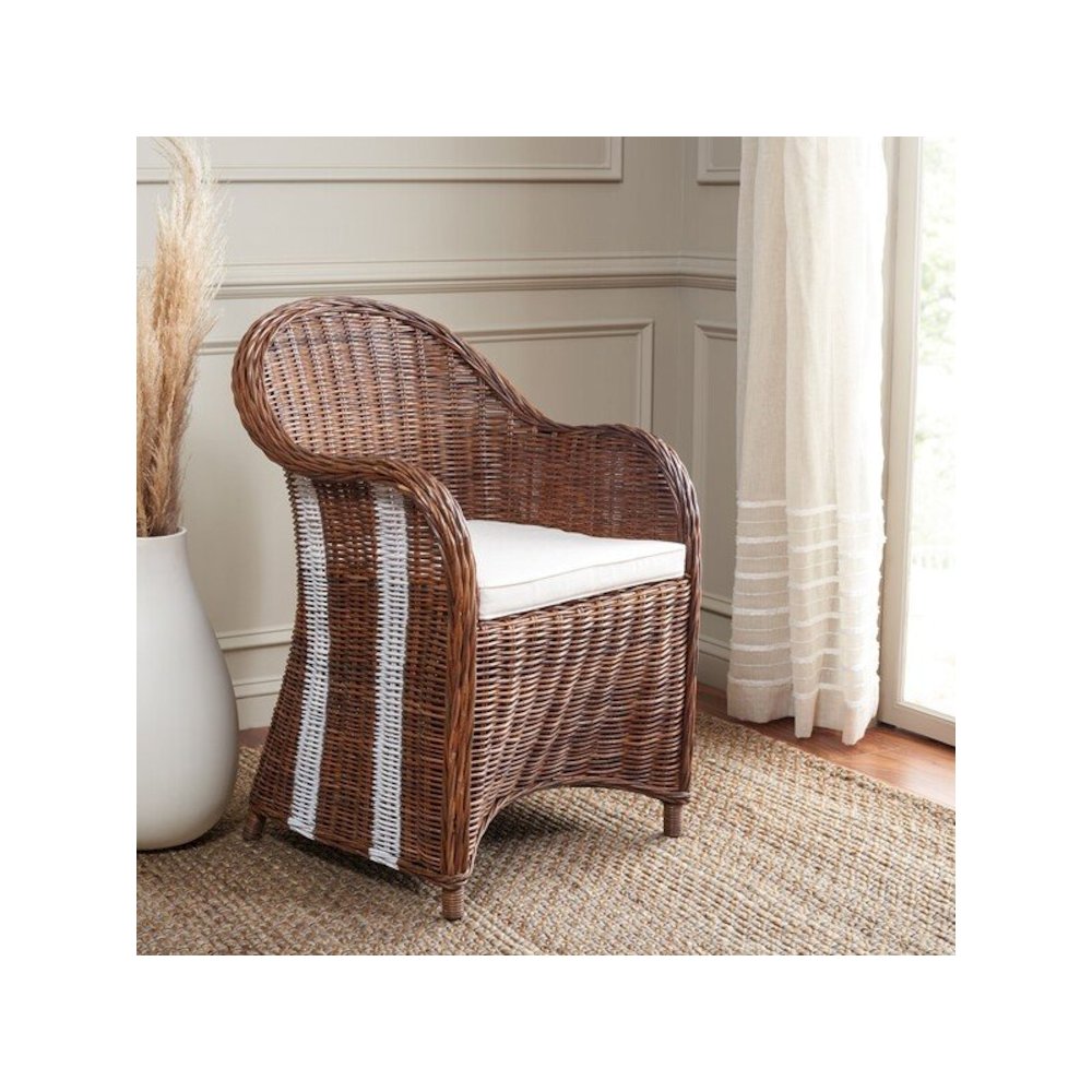 HEMI STRIPED WICKER CLUB CHAIR. Picture 4