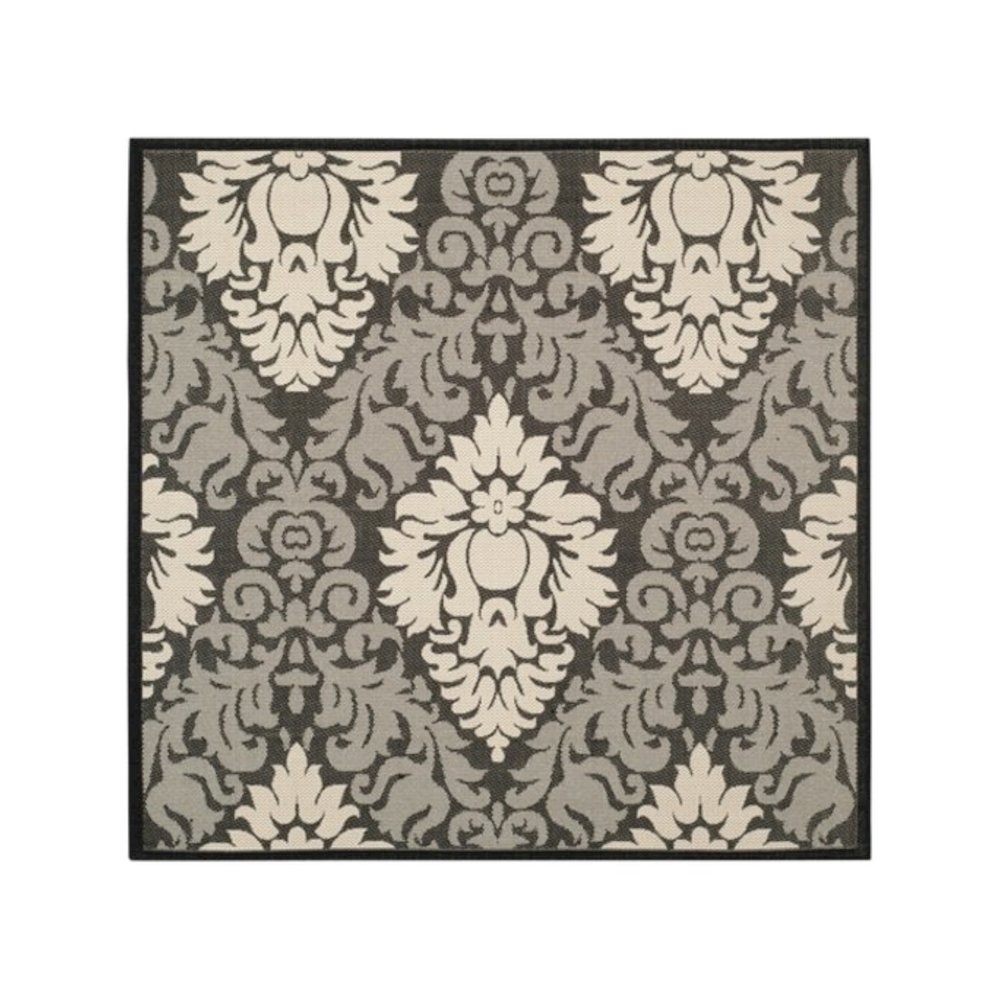 COURTYARD, BLACK / SAND, 7'-10" X 7'-10" Square, Area Rug. Picture 1