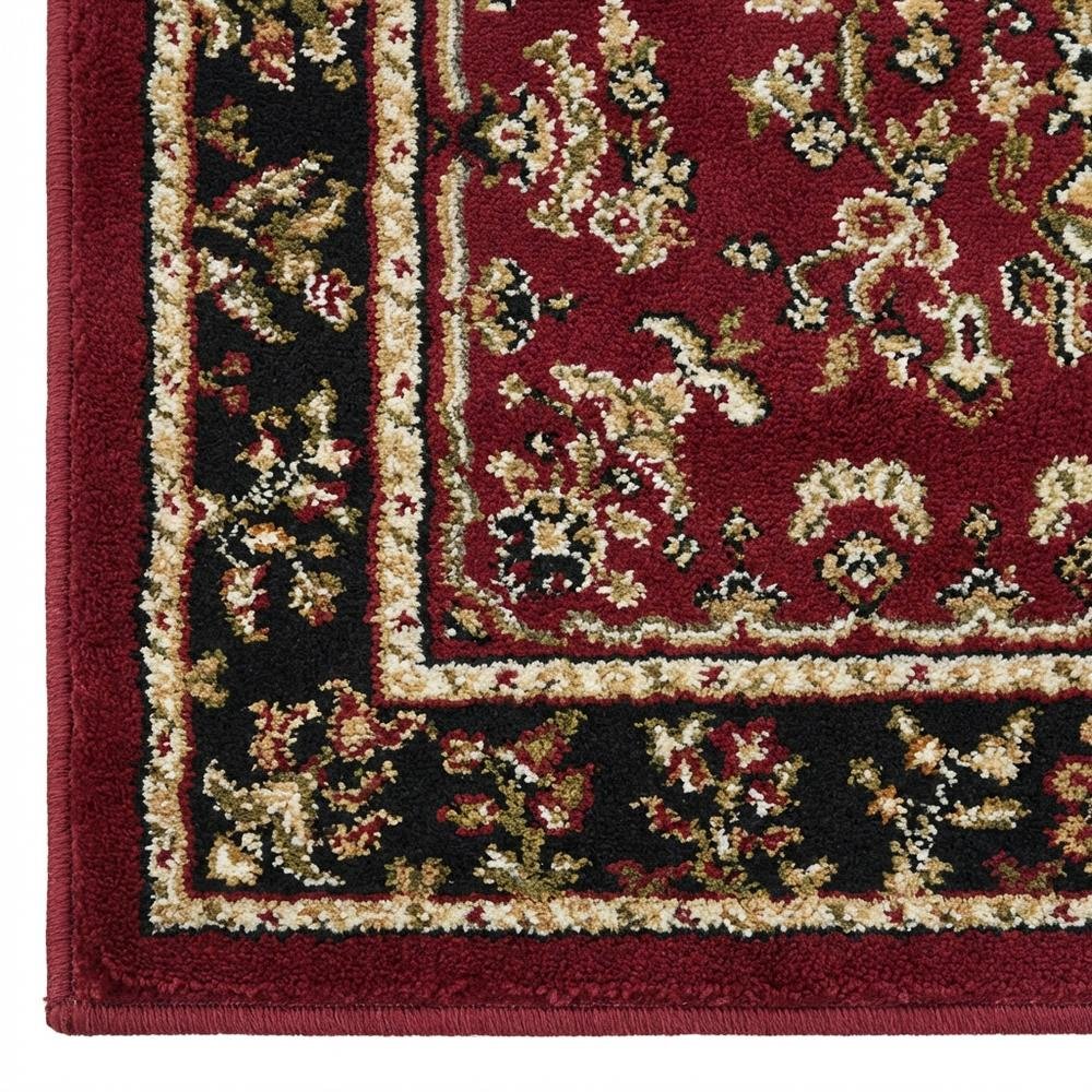 Red and Black Area Rug with Power Loomed Polypropylene Material, Jute Backing. Picture 6