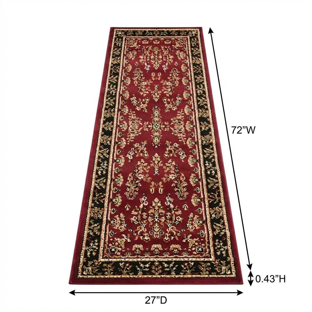 Red and Black Area Rug with Power Loomed Polypropylene Material, Jute Backing. Picture 7