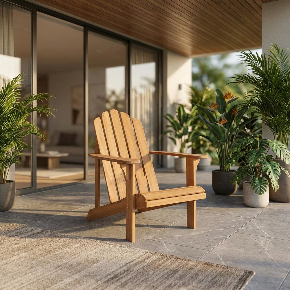 Eucalyptus Adirondack Chair in Finish with Galvanized Steel Hardware. Picture 2
