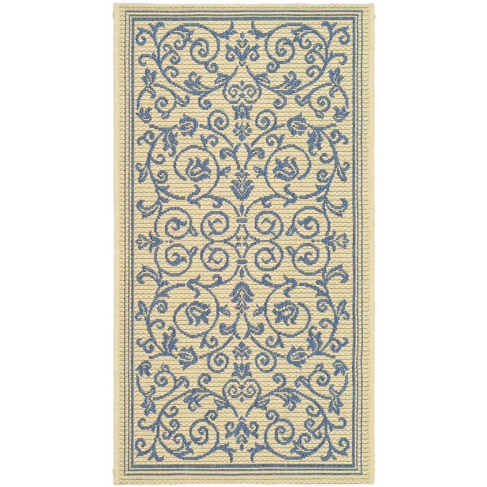COURTYARD, NATURAL / BLUE, 6'-7" X 6'-7" Square, Area Rug, CY2098-3101-7SQ. Picture 1