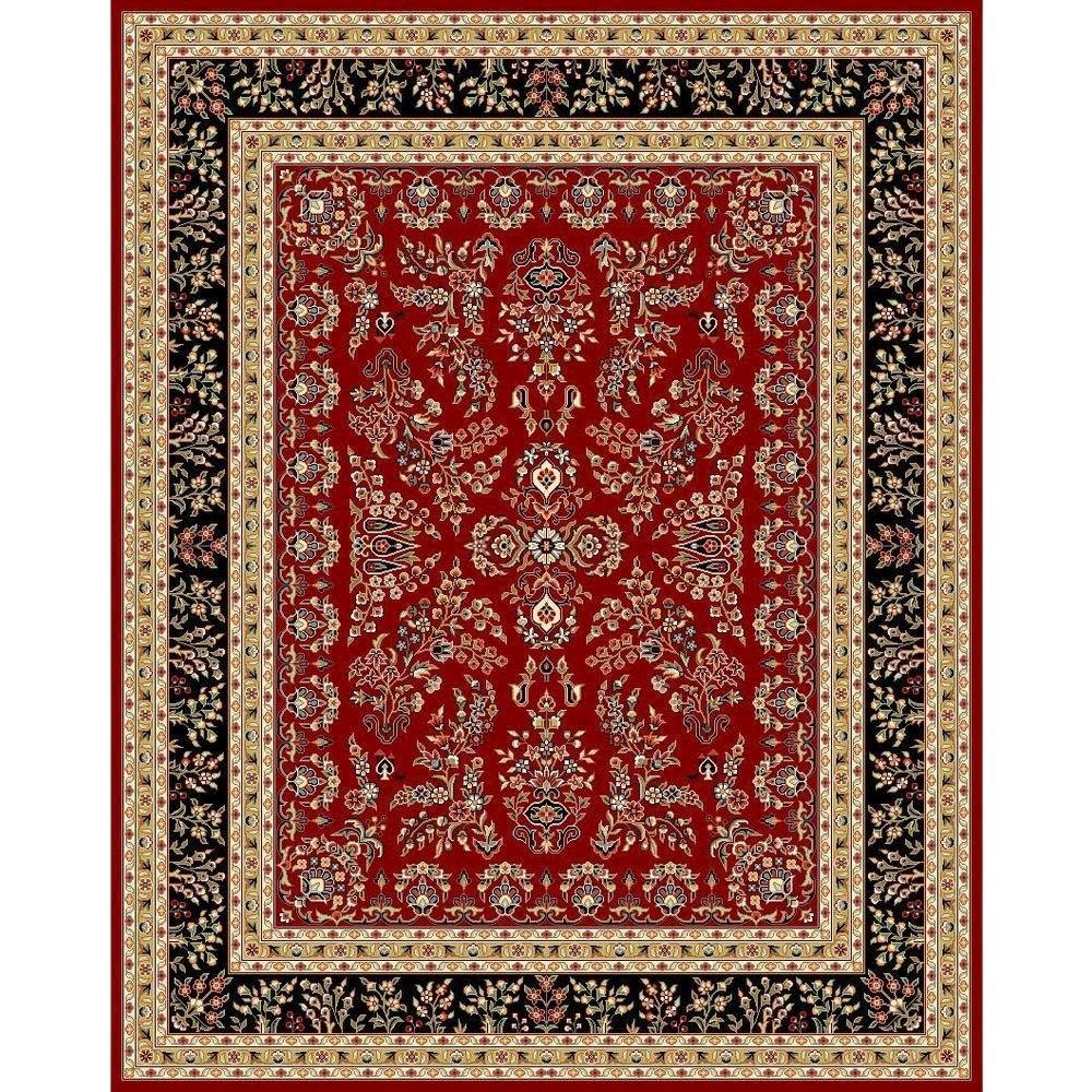 Red/Black Area Rug with Power Loomed Polypropylene Pile and Jute Backing. Picture 4