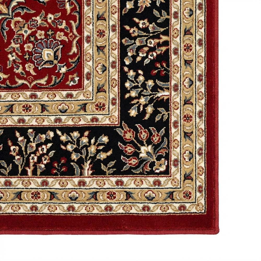 Red/Black Area Rug with Power Loomed Polypropylene Pile and Jute Backing. Picture 6
