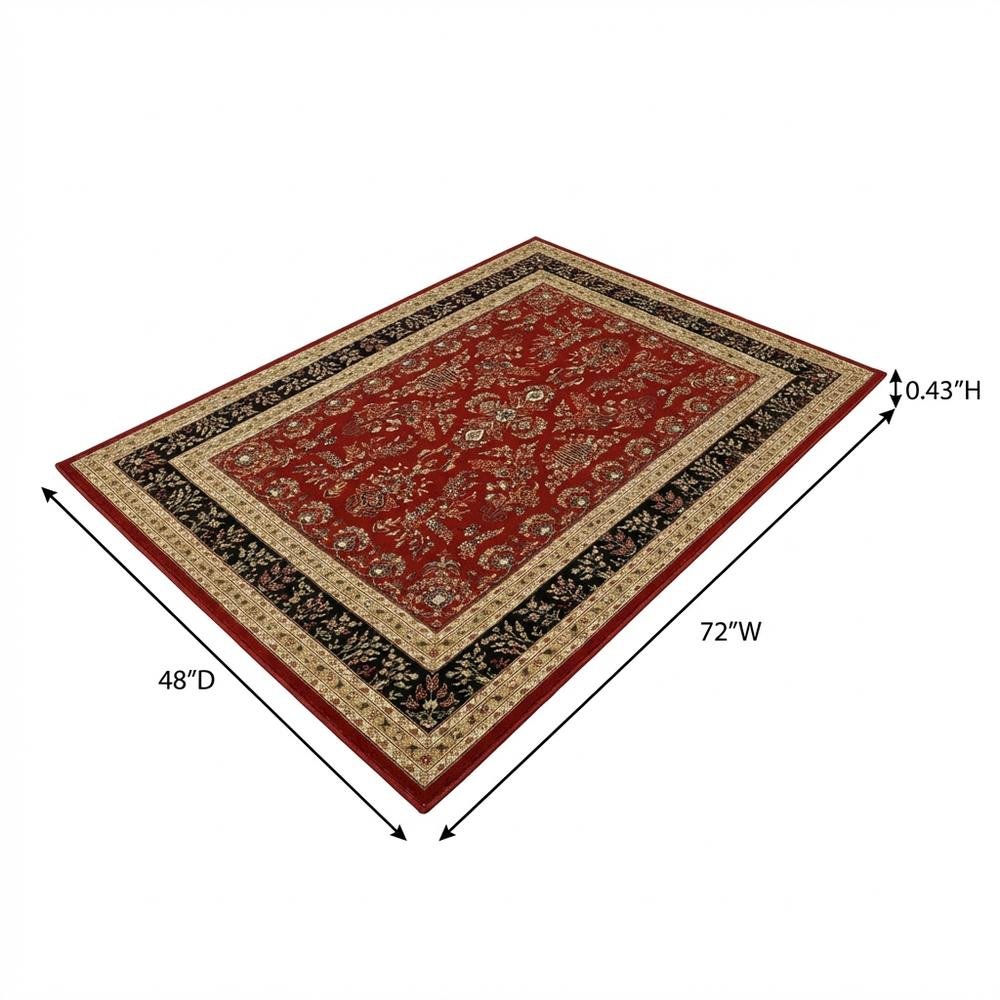 Red/Black Area Rug with Power Loomed Polypropylene Pile and Jute Backing. Picture 7