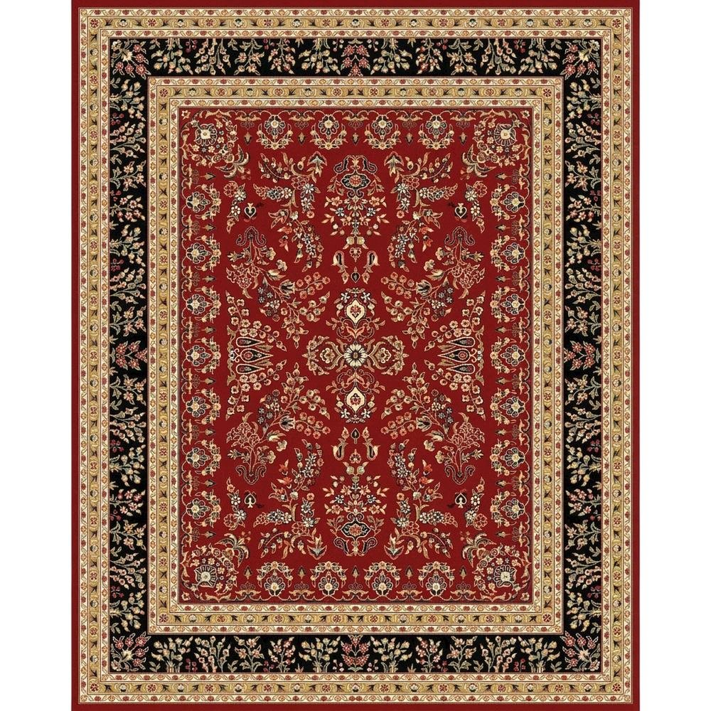 Red and Black Area Rug with Jute Backing and Power Loomed Construction. Picture 4