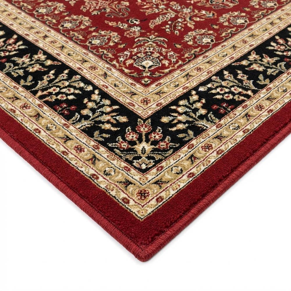 Red and Black Area Rug with Jute Backing and Power Loomed Construction. Picture 6