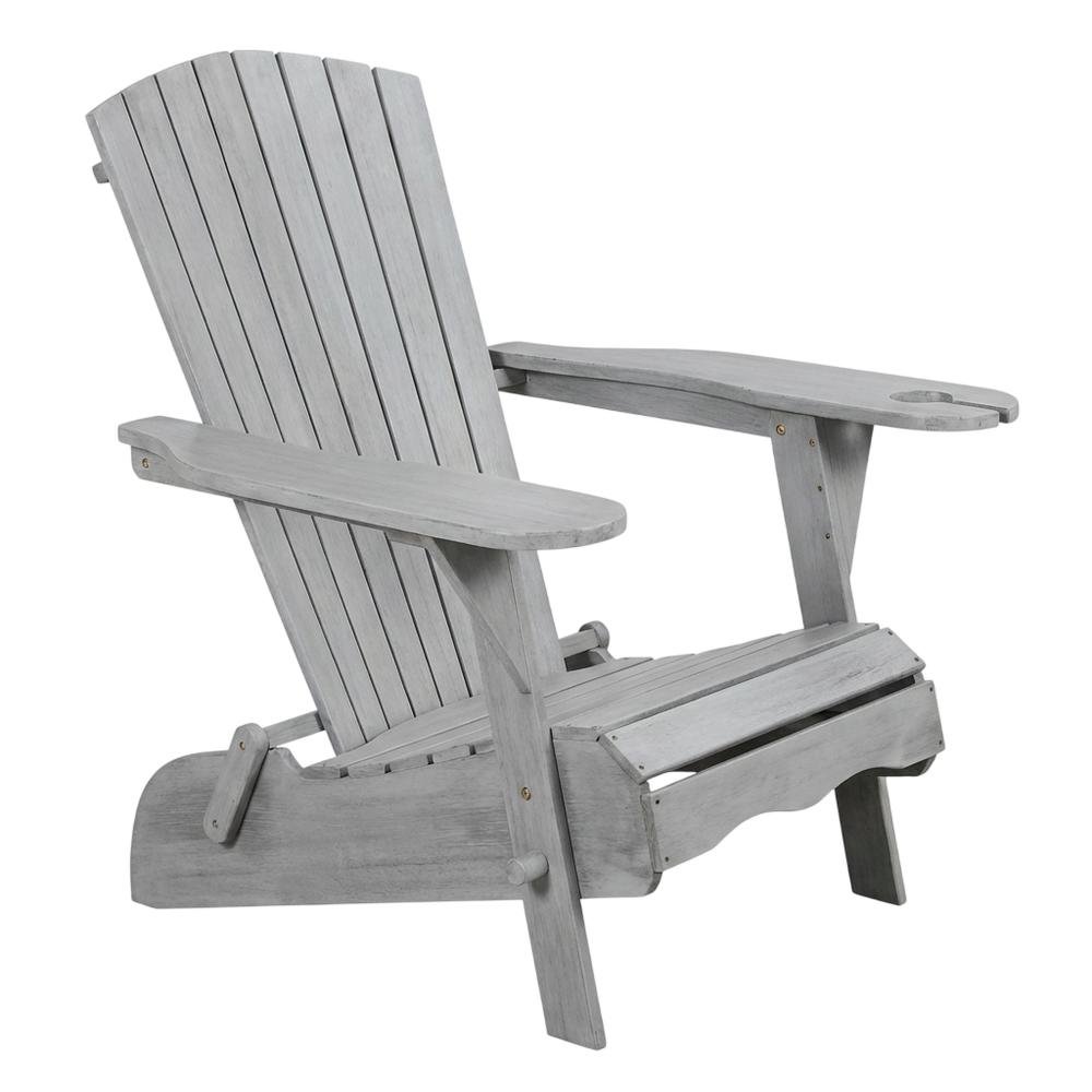 Set Of 2 Grey Wash Eucalyptus Adirondack Chairs For Outdoor Use. Picture 1