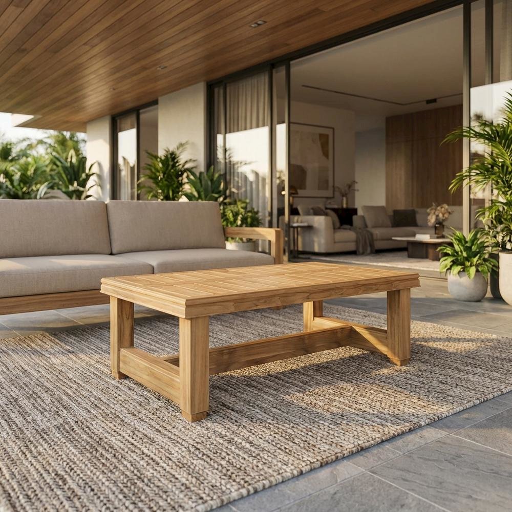Teak Coffee Table For Outdoor Lounge Spaces With Durable Wood Finish. Picture 2