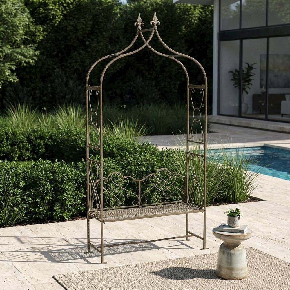 Outdoor Lounge Chair With Rustic Blue Powder Coating And Iron Frame. Picture 3