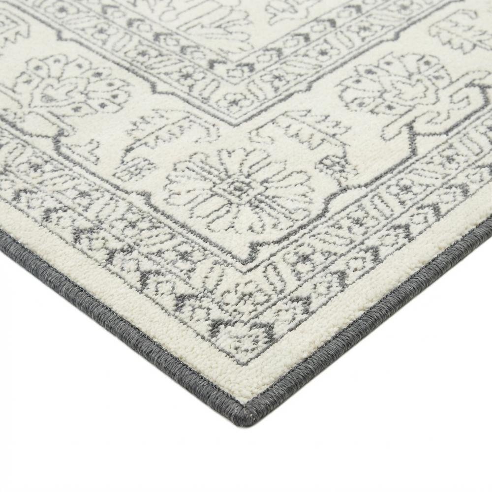 Ivory and Silver Area Rug with Power Loomed Polypropylene Pile, Large Rectangle. Picture 6