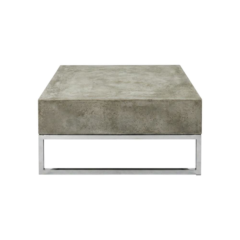 Modern outdoor concrete coffee table with acrylic finish and stainless hardware. Picture 4