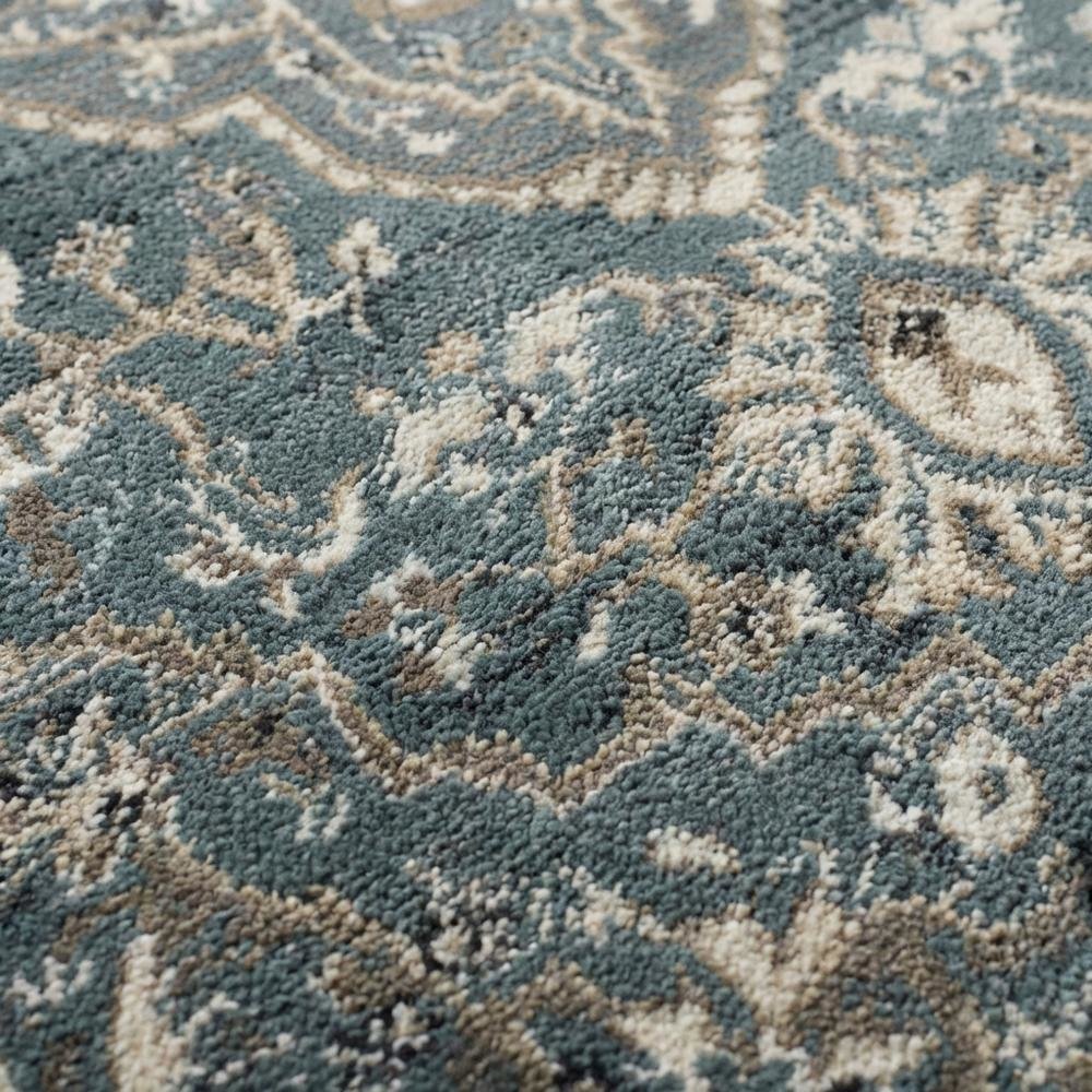 Teal / Grey Area Rug, Power Loomed, Jute Backing, Rectangle Style. Picture 5