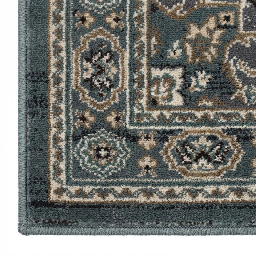 Teal / Grey Area Rug, Power Loomed, Jute Backing, Rectangle Style. Picture 6