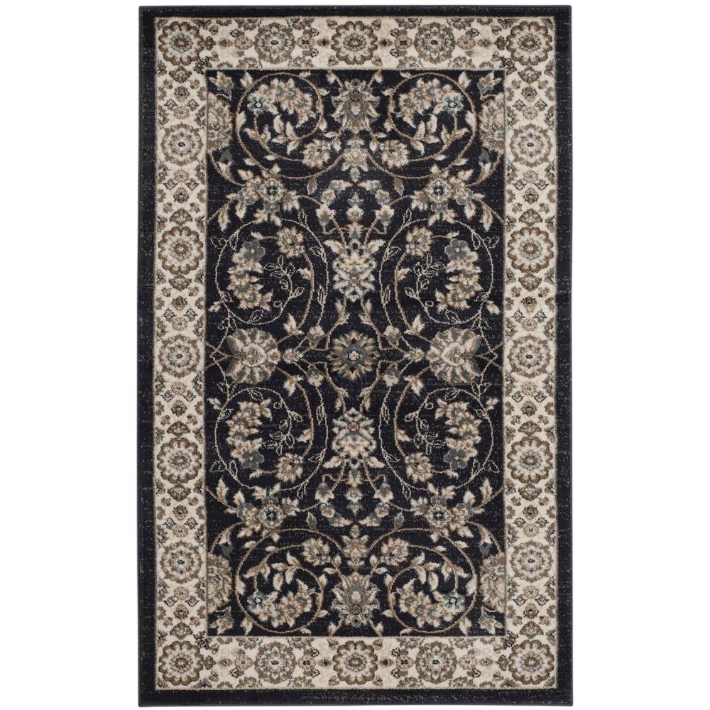 Anthracite and Cream Area Rug with Power Loomed Polypropylene Pile, Jute Backing. Picture 4