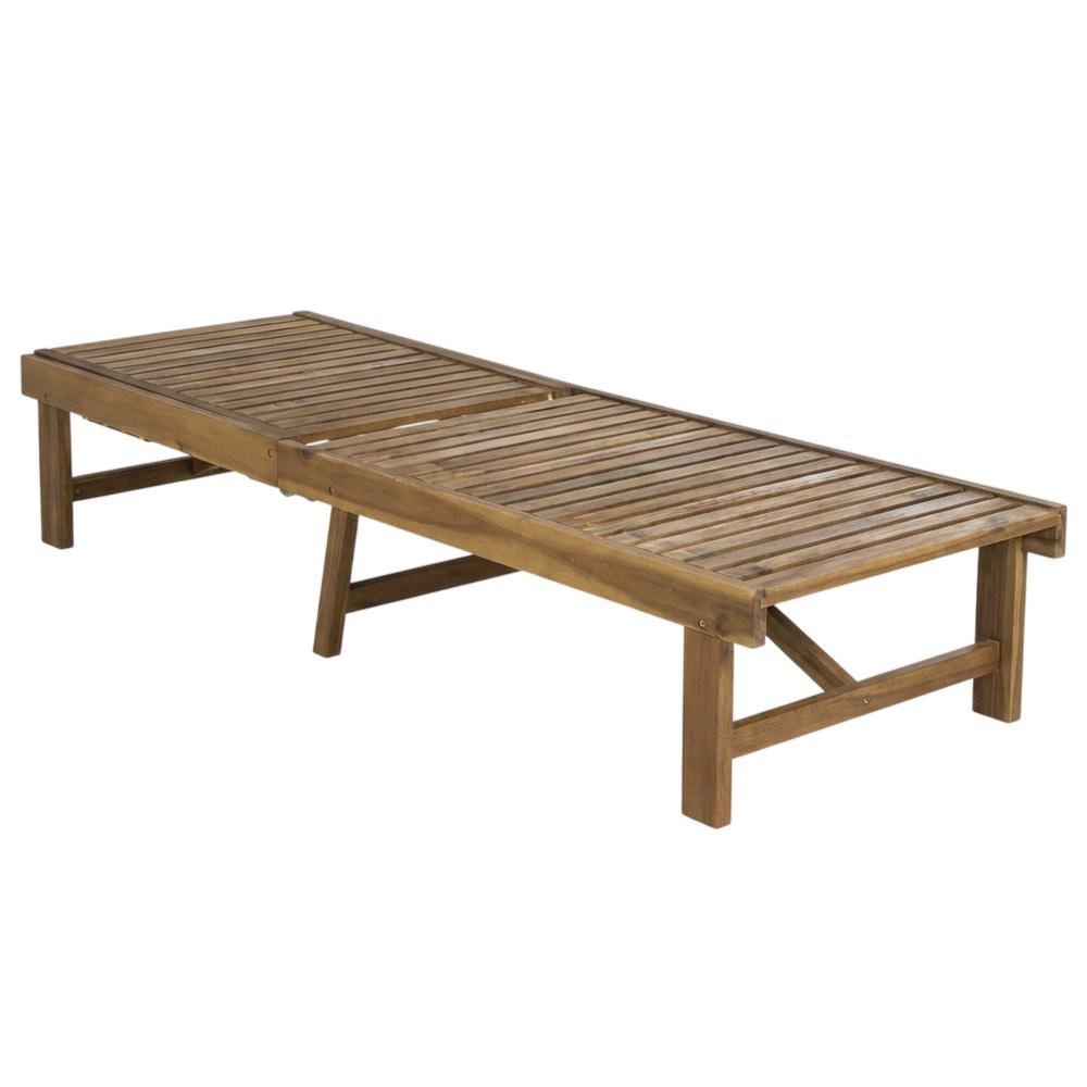 Outdoor Lounge Chair With Acacia Wood And Silver Metal Finish. Picture 1