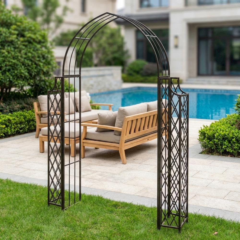 Rustic Brown Outdoor Lounge Chair With Powder Coating Finish And Iron Frame. Picture 3