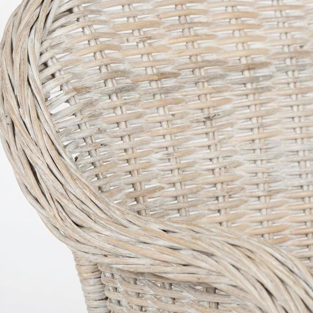Outdoor Wicker Club Chair with Rattan Frame and White Cotton Cushion. Picture 5