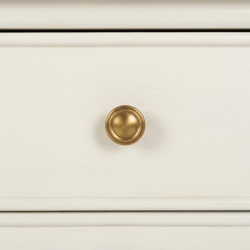 Wooden nightstand with 2 drawers and cast iron accents for bedroom storage. Picture 5