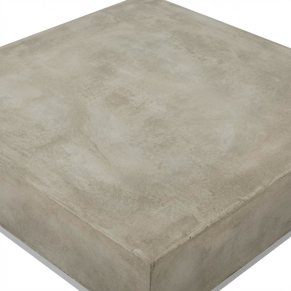 Modern outdoor concrete coffee table with acrylic finish and stainless hardware. Picture 5