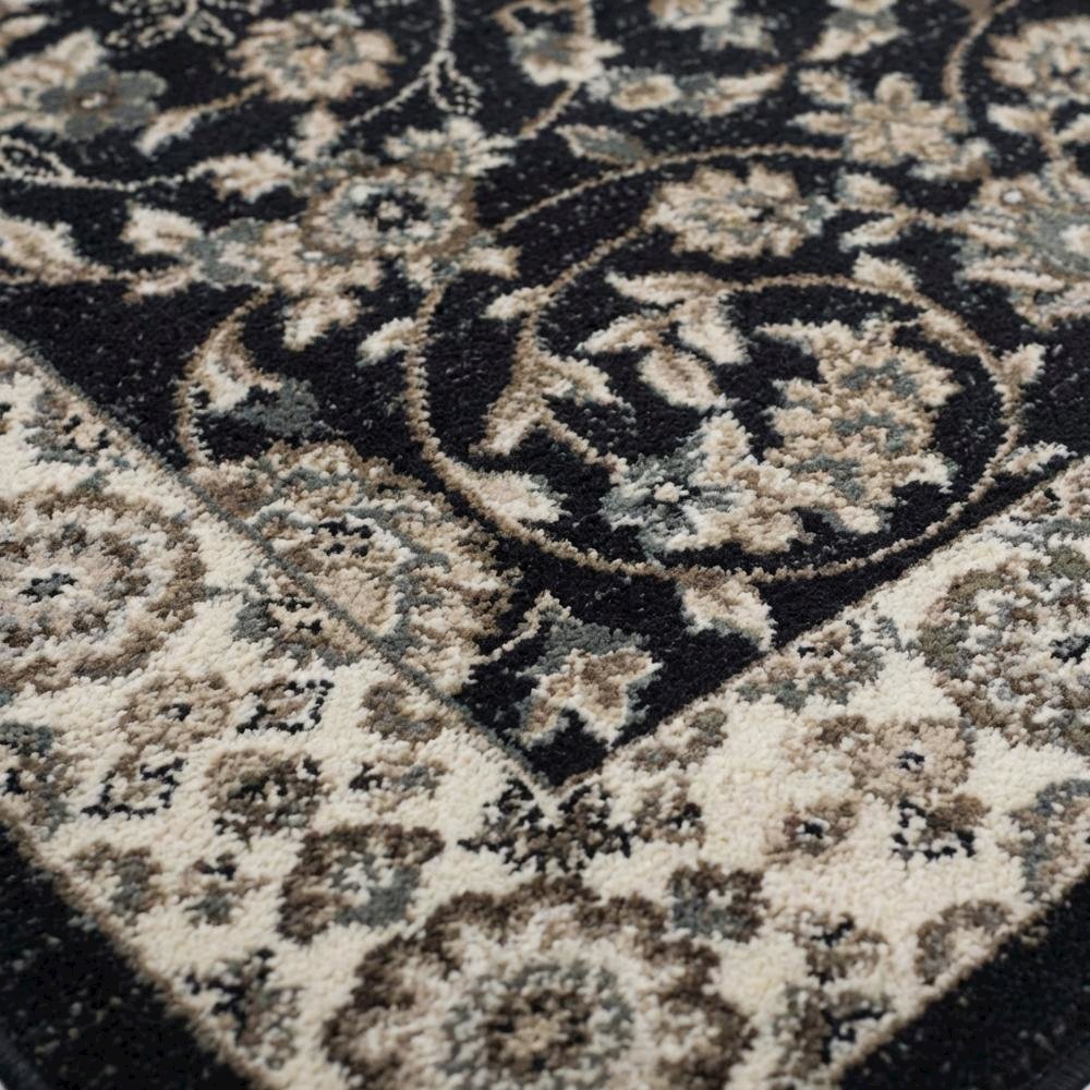 Anthracite and Cream Area Rug with Power Loomed Polypropylene Pile, Jute Backing. Picture 5
