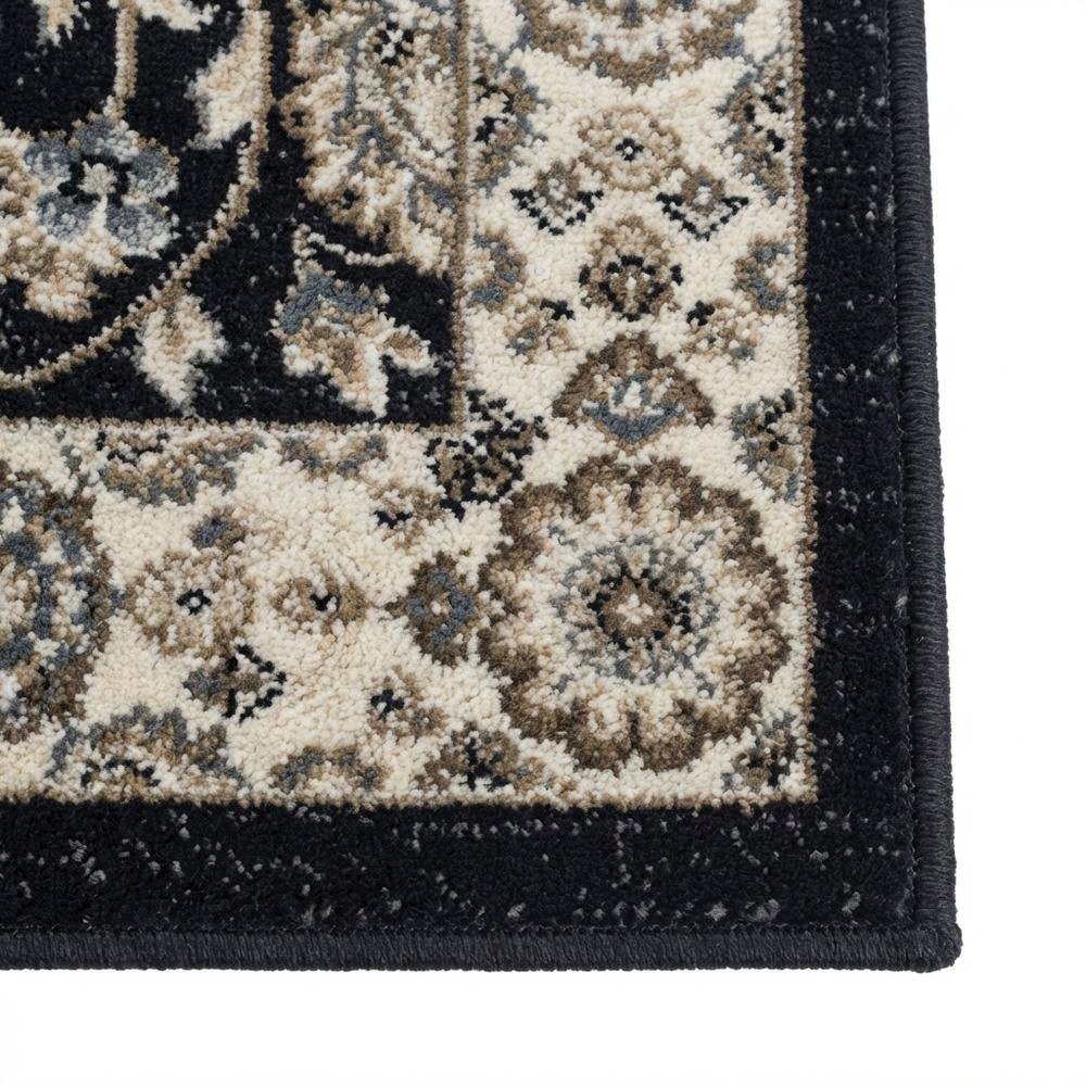 Anthracite and Cream Area Rug with Power Loomed Polypropylene Pile, Jute Backing. Picture 6