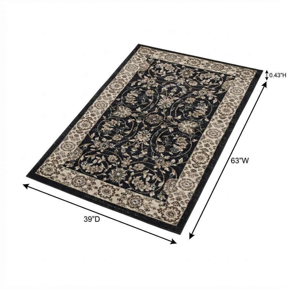 Anthracite and Cream Area Rug with Power Loomed Polypropylene Pile, Jute Backing. Picture 7
