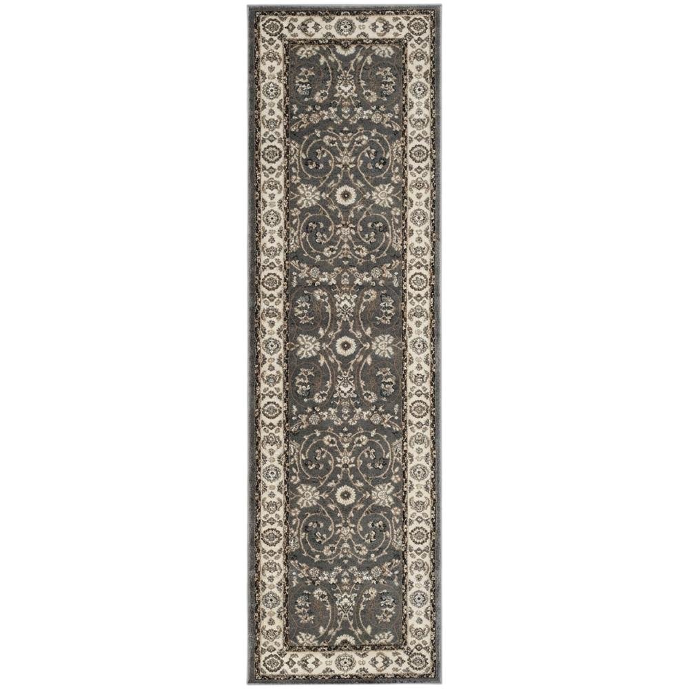 Grey / Cream Area Rug with Power Loomed Jute Backing, 2'-3" x 8' style. Picture 4