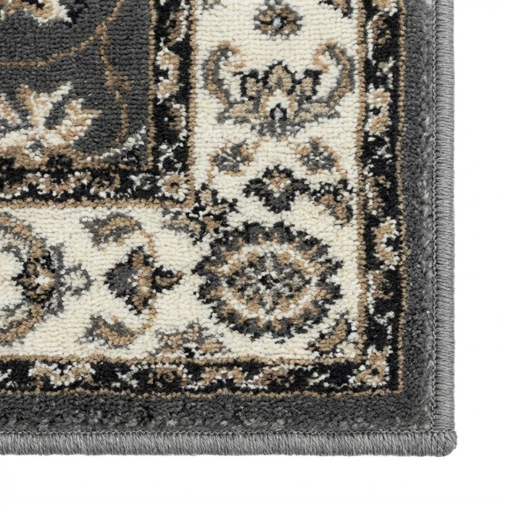 Grey / Cream Area Rug with Power Loomed Jute Backing, 2'-3" x 8' style. Picture 6