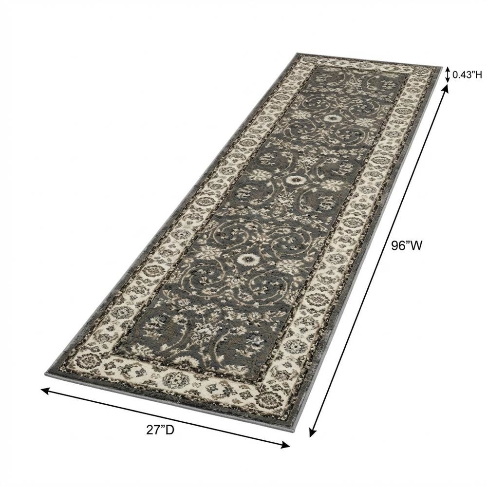 Grey / Cream Area Rug with Power Loomed Jute Backing, 2'-3" x 8' style. Picture 7