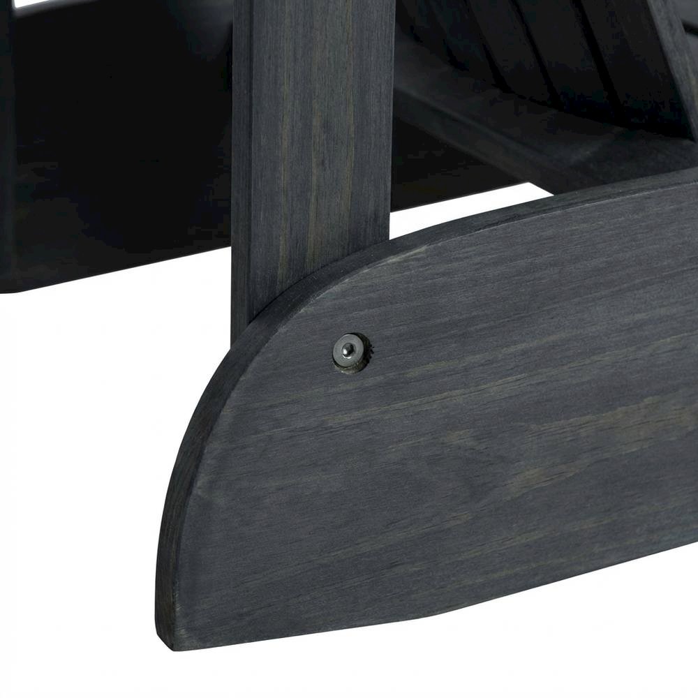 Dark Slate Grey Acacia Wood Adirondack Chair With Silver Metal Accents. Picture 6