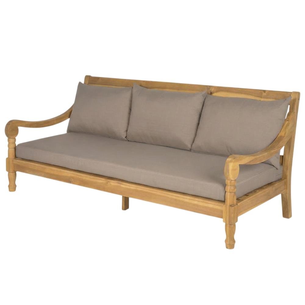 Outdoor Daybed In Natural Acacia With Brass Finish And Polyester Upholstery. Picture 1