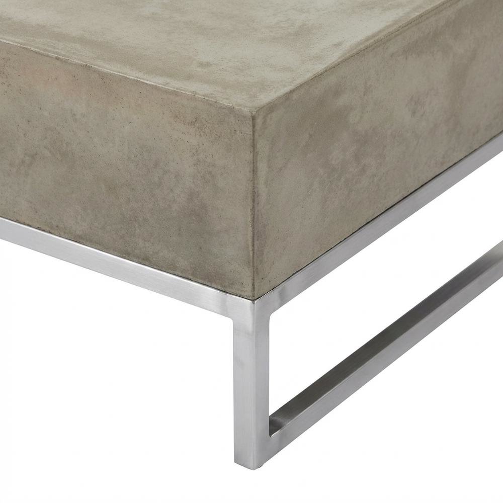 Modern outdoor concrete coffee table with acrylic finish and stainless hardware. Picture 6