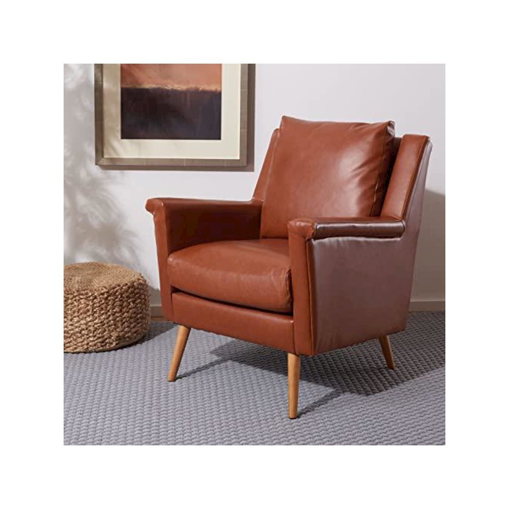 Astrid Mid Century Arm Chair, Cognac/Natural. Picture 1