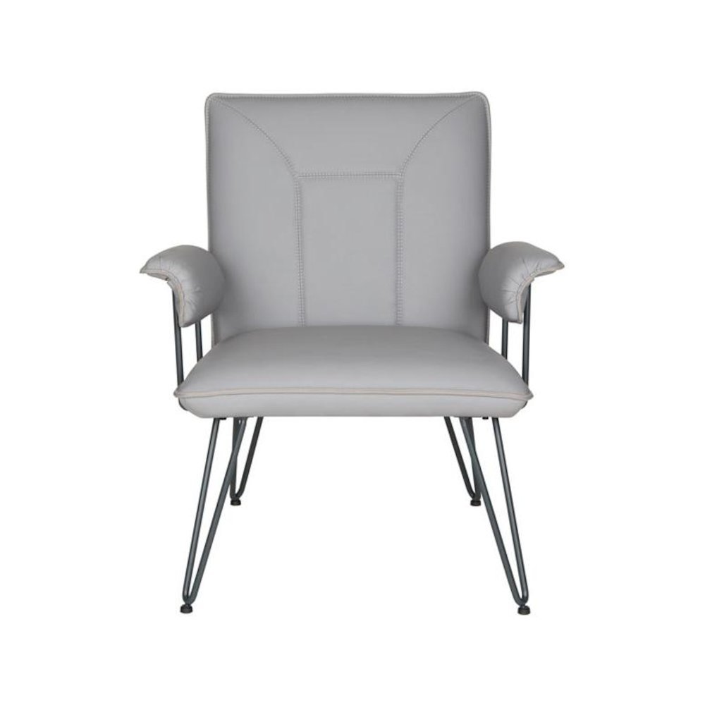 JOHANNES 17.3"H MID CENTURY MODERN LEATHER ARM CHAIR, FOX1700B. Picture 1