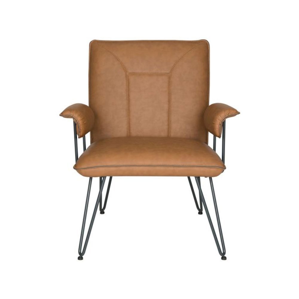 JOHANNES 17.3"H MID CENTURY MODERN LEATHER ARM CHAIR, FOX1700C. Picture 1