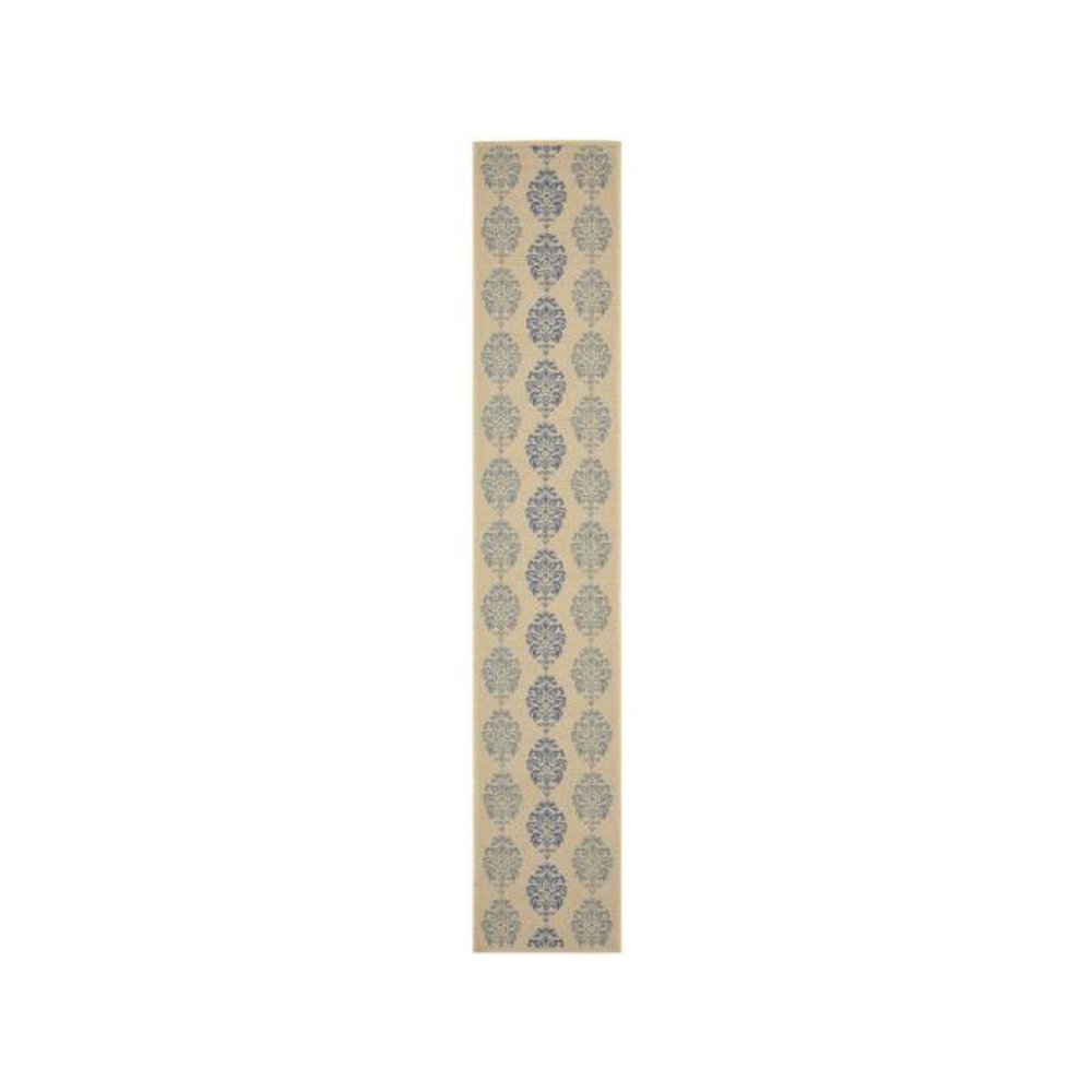 COURTYARD, NATURAL / BLUE, 2'-3" X 12', Area Rug, CY2720-3101-212. Picture 1